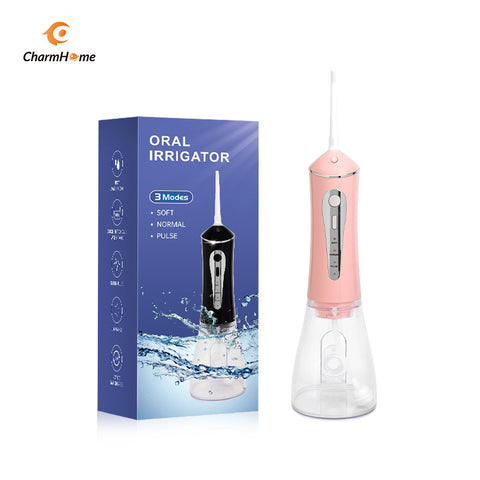 CharmHome Portable Oral Irrigator - 3 Modes, 140 PSI, IPX7 Waterproof(Pink)