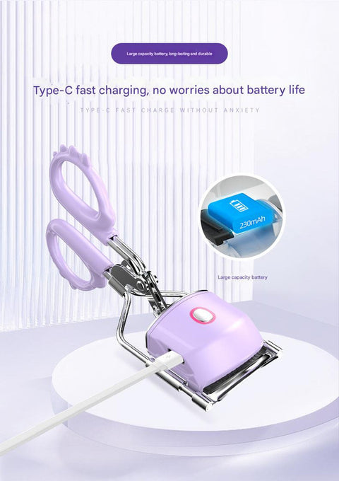 Heated Eyelash Curler with 2 Temperature Controls, Long-Lasting Curl(white)