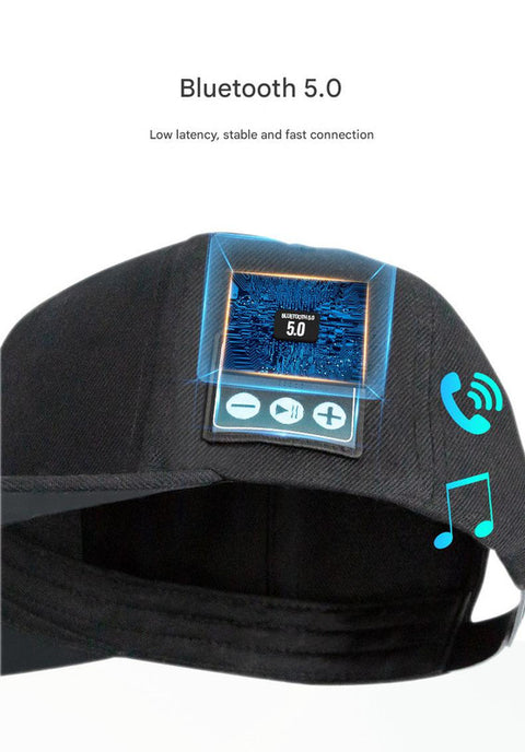 Wireless Bluetooth 5.0 Music Hat - Outdoor Speaker Cap with Mic, Sun Protection & Breathable Fabric(black)
