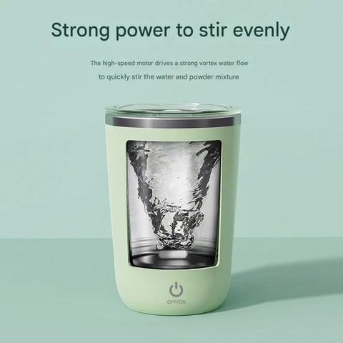 Mini Portable Electric Self-Stirring Mug - USB-C Rechargeable, 4-Hour Use, Stainless Steel (Green)