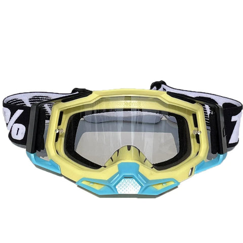 Pro Motocross Goggles - Windproof, UV400 Protection with TPU Frame & PC Lens, Adjustable Strap(Yellow frame,transparent lens)