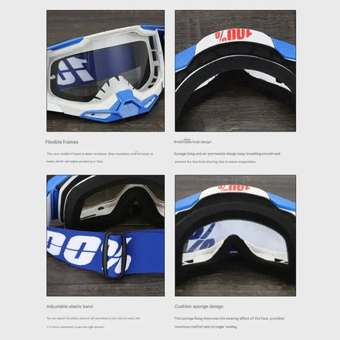 Pro Motocross Goggles - Windproof, UV400 Protection with TPU Frame & PC Lens, Adjustable Strap(Yellow frame,transparent lens)