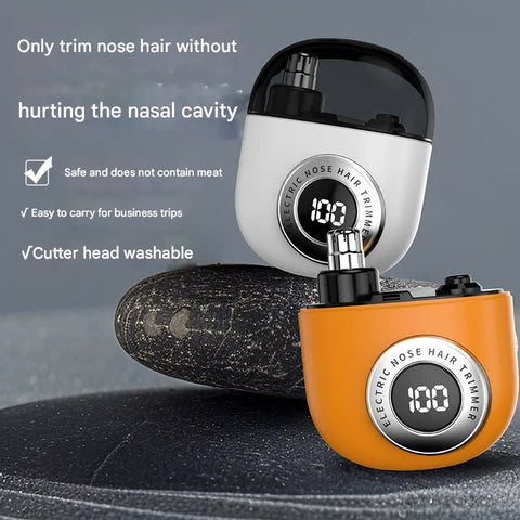Mini Electric Nose Hair Trimmer - USB-C Rechargeable, LED Display, Washable Head, Painless Grooming(black)