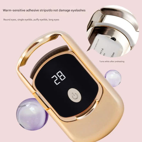 Rechargeable Electric Heated Eyelash Curler - 55C Constant Temperature, LED Display, Gentle Curling(pink)