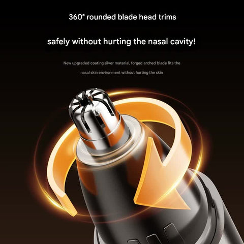 Electric Nose & Ear Hair Trimmer - USB-C Rechargeable, LED Display, Washable 360deg Head, Low Noise(black)