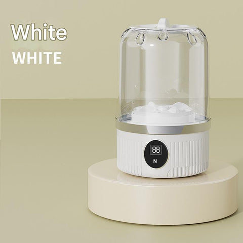 White Travel-Friendly Mini Washing Machine - USB Powered, Automatic, for Small Loads