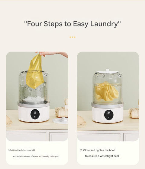White Travel-Friendly Mini Washing Machine - USB Powered, Automatic, for Small Loads