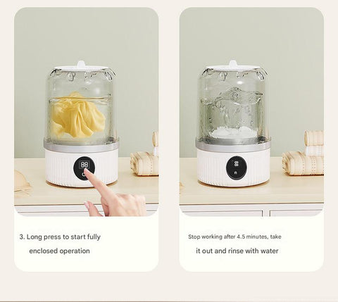 White Travel-Friendly Mini Washing Machine - USB Powered, Automatic, for Small Loads