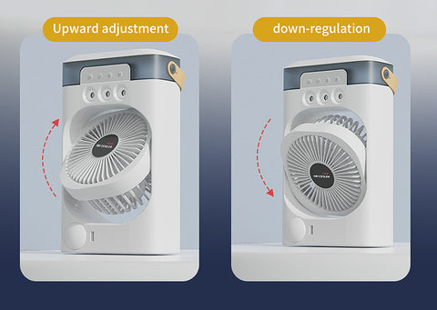 White 3-in-1 Portable Air Cooler Fan - Desktop Humidifier & LED Light, Nano Mist