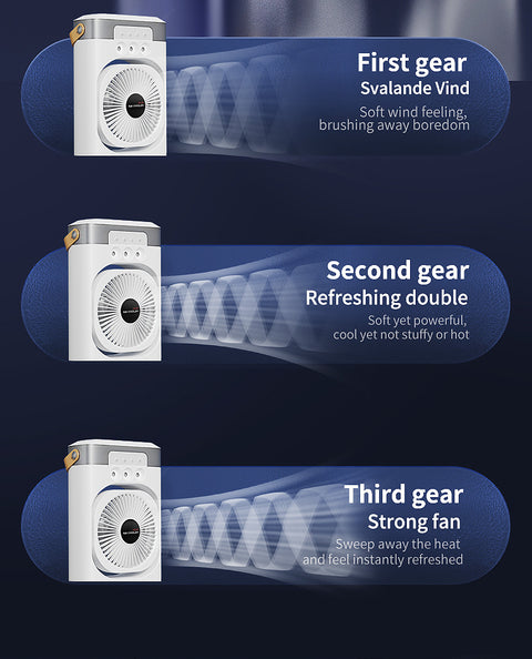 Black 3-in-1 Portable Air Cooler Fan - Desktop Humidifier & LED Light, Nano Mist