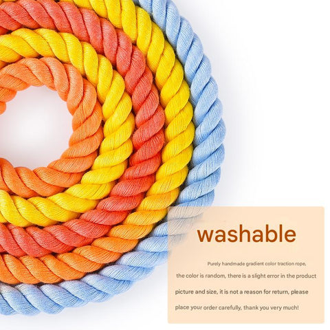Handmade Rope Dog Collar and Leash Set - Colorful Woven Cotton Cotton (Sky blue - Size S)