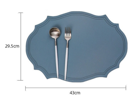 4 pcs Retro Faux Leather Placemat - Waterproof & Oil-Proof Dining Table Mat (Light grey)