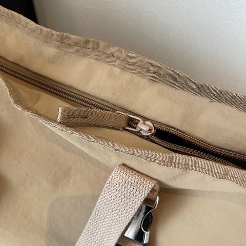Beige Women's Large Capacity Nylon Tote Bag - Stylish Casual Shoulder & Crossbody Bag with Detachable Pouch