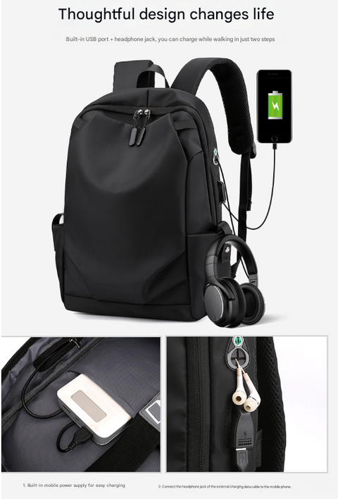 Grey Modern Anti-Theft Laptop Backpack with USB Charging Port - Water-Repellent Travel & Business Bag for 15.6 Inch Laptops