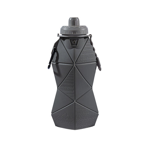 Dark Grey and Grey Cup Lid Ultimate Foldable Silicone Water Bottle - Lightweight Leakproof Travel & Sports Hydration - 700ml