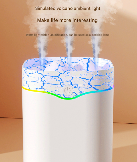 Green Volcano Style 2L Cool Mist Humidifier - Triple Nozzle with RGB LED & Quiet Operation