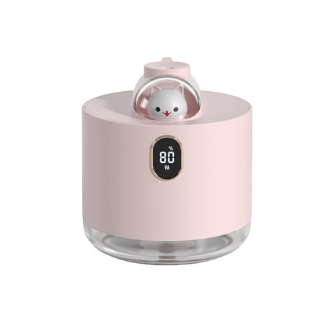 Pink Adorable Space Capsule Humidifier - Portable USB Cool Mist Maker with LED Display & Ambient Night Light