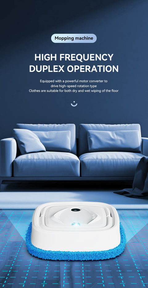 Black Smart Robotic Floor Mop with Humidifier Spray - Ultra-Slim Automatic Wet & Dry Floor Cleaner