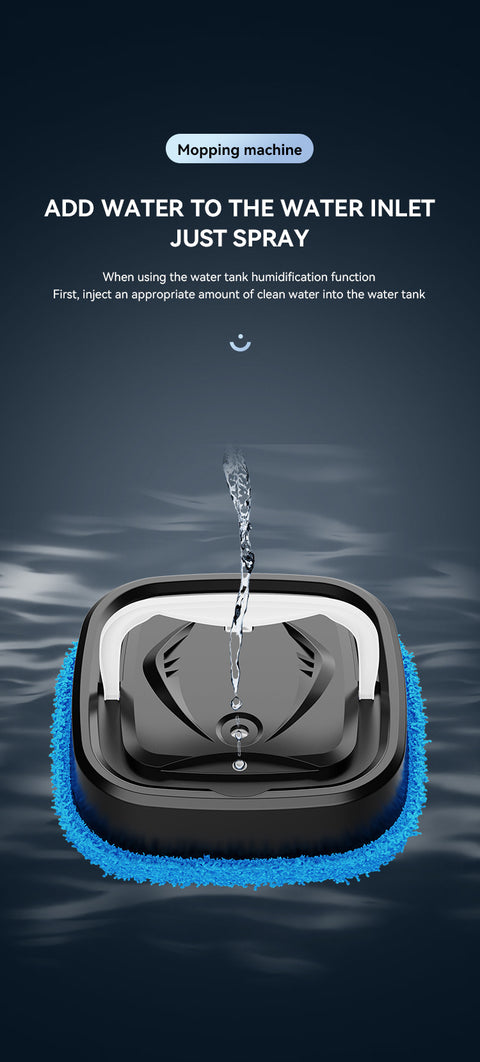 Black Smart Robotic Floor Mop with Humidifier Spray - Ultra-Slim Automatic Wet & Dry Floor Cleaner