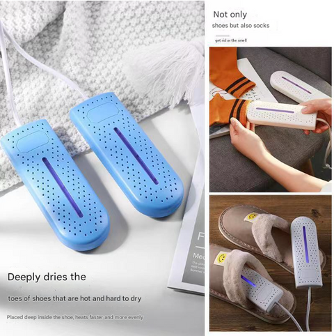 White Portable USB Shoe Dryer & Deodorizer - Constant Temperature Electric Boot Warmer with UV Sanitizer