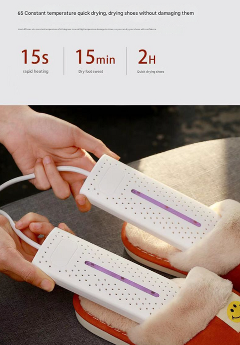 Pink Portable USB Shoe Dryer & Deodorizer - Constant Temperature Electric Boot Warmer with UV Sanitizer