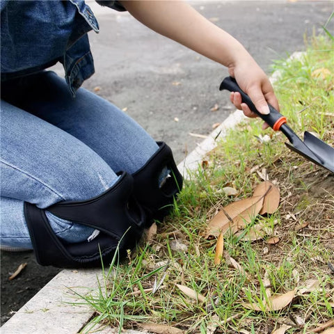 Black Adjustable Gardening Knee Pads - Comfortable Neoprene Knee Protectors for Weeding & Outdoor Work