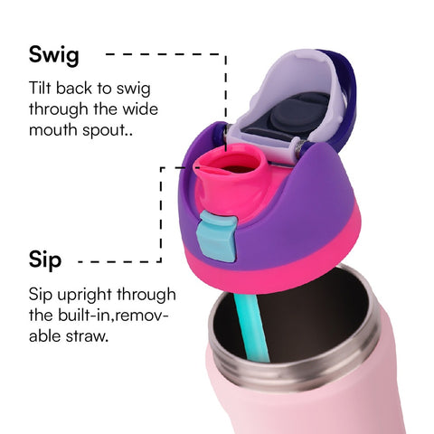 Purple 32oz 304 Stainless Steel Insulated Water Bottle - Dual-Drink Pop-Up Lid