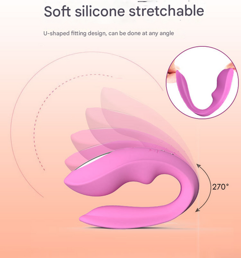 Purple BlissLink U-Shaped Wearable Couple's Vibrator with Remote - 12 Modes for Shared Intimacy & Solo Fun