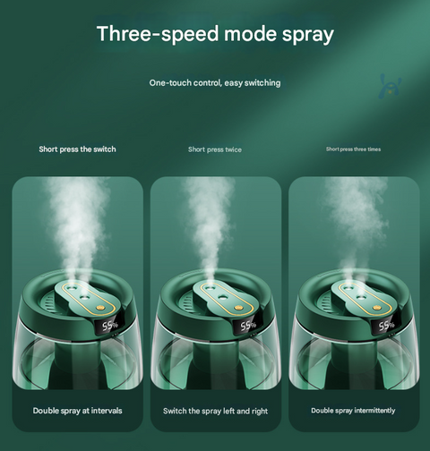 Green 3.5L Smart Cool Mist Humidifier with Dual Nozzle & Digital Display - Ultra-Quiet Air Purifier for Bedroom and Office