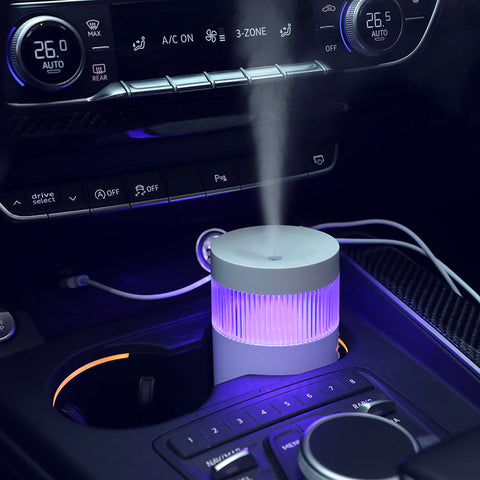 2-Piece White Mini Desktop Humidifier - Portable Mist Maker for Home and Car Use