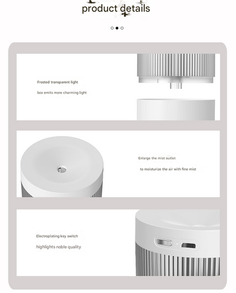 2-Piece White Mini Desktop Humidifier - Portable Mist Maker for Home and Car Use