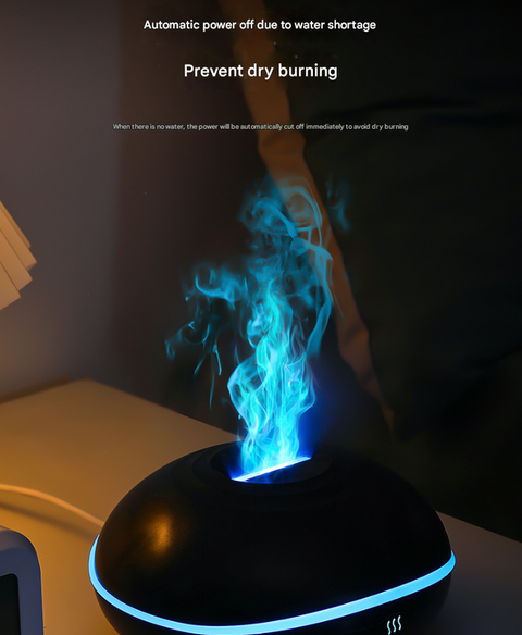 Wood grain Mini USB Aromatherapy Diffuser with Flame Projection - Portable Humidifier for Home and Car Use