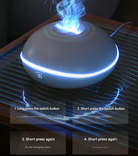Crack color Mini USB Aromatherapy Diffuser with Flame Projection - Portable Humidifier for Home and Car Use