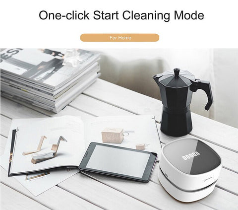 White Rechargeable Cordless Mini Desktop Vacuum - Portable Handheld Cleaner for Desk, Keyboard, Crumb & Dust