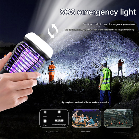 White Rechargeable 3-in-1 Bug Zapper Lantern - Portable UV Mosquito Killer with Camping Light & SOS Mode