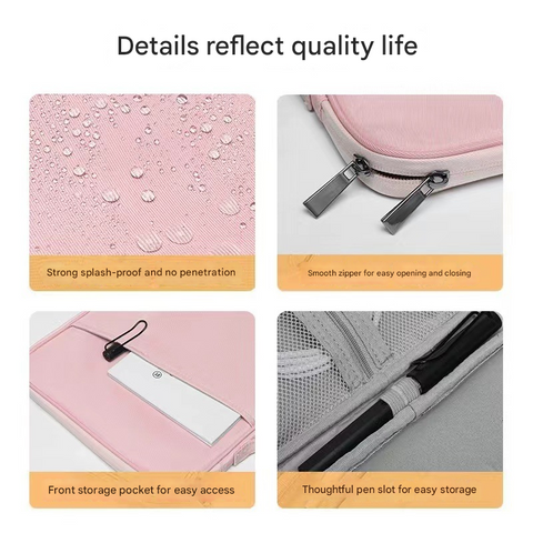 Black 360° Protective Laptop & Tablet Sleeve with Accessory Organizer - Water-Repellent Carrying Case
