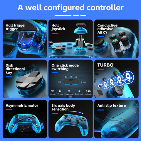 G6 Pro Wireless Gaming Controller - Hall Joysticks & Triggers, Multi-Platform, Six-Axis Gyro, Turbo & Macro(yellow)