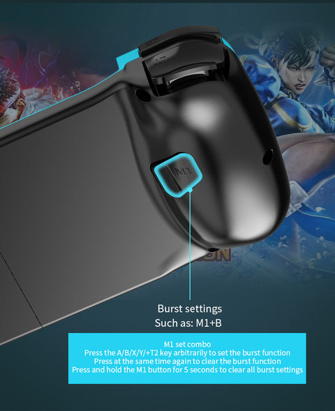 Portable Telescopic Mobile Game Controller - Bluetooth 5.0, iOS/Android/PC Compatible, 400mAh Battery(blue and red)