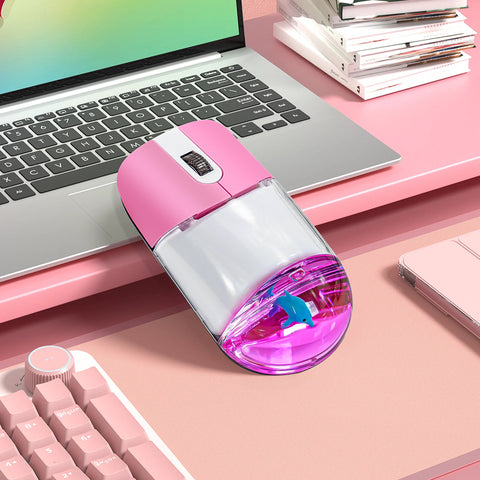 Whimsical 2.4G Wireless Mouse with Floating Animal Design - Comfortable, Quiet & Portable(blue)