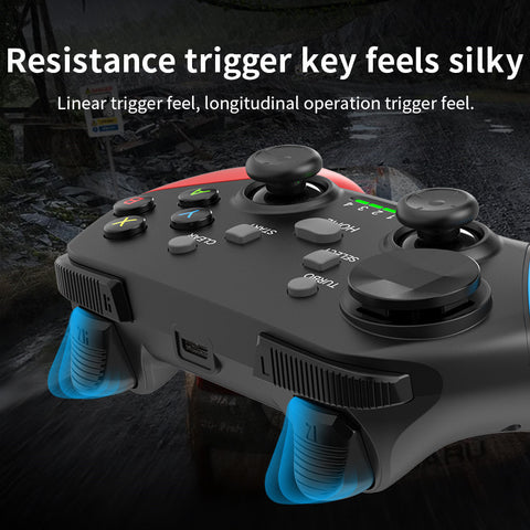 Multi-Platform Wireless Gaming Controller with Dual Motor Vibration, Turbo & Phone Holder(White, red and blue)