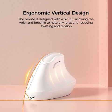 Ergonomic Vertical Mouse - Multi-Device Bluetooth5.0 & 2.4G Wireless, Adjustable DPI, Silent Click(pale pinkish gray)