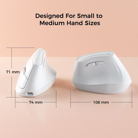 Ergonomic Vertical Mouse - Multi-Device Bluetooth5.0 & 2.4G Wireless, Adjustable DPI, Silent Click(pale pinkish gray)