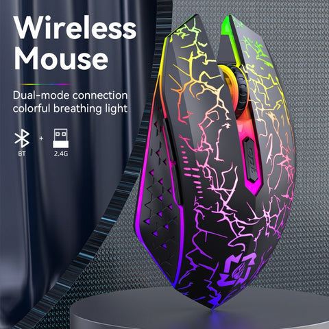 Ergonomic Dual-Mode Wireless Gaming Mouse - Mute Buttons, Adjustable DPI, Rechargeable, Multi-Assist Keys(black)
