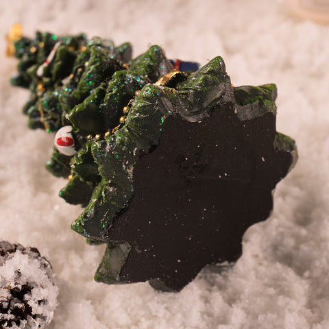 Miniature Decorated Christmas Tree Tabletop Ornament - Holiday Village Display Decoration(green)