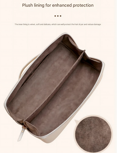 Brown Premium PU Leather Travel Case for Hair Styling Tools - Double Layer Waterproof Organizer Bag for Hair Dryer, Curler & Straightener