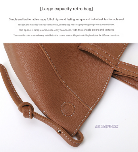 Red Chic Minimalist PU Leather Tote Bag - Women's Versatile Shoulder Handbag with Contrast Stitching