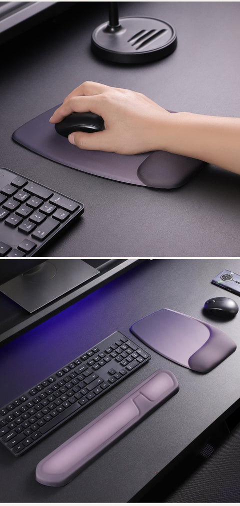 Purple Comfortable Memory Foam Wrist Rest Set – Ergonomic Mouse Pad & Keyboard Hand Support for Office and Home Use