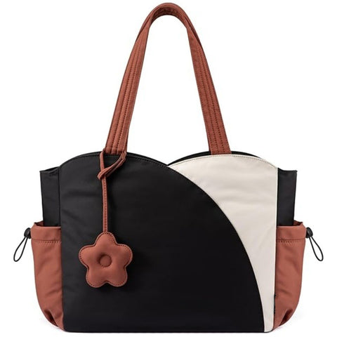 Brown Stylish 16-inch Women's Tote Bag - Teacher & Nurse Puffer Work Bag, Travel & Daily Handbag with Cup Holders