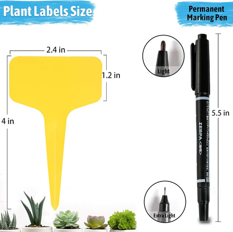 Blue 200 Pack Waterproof Plant Labels T-Type Garden Tags with 2 Marking Pens for Succulents Flowers Seedlings and Aussie Home Gardening Identification