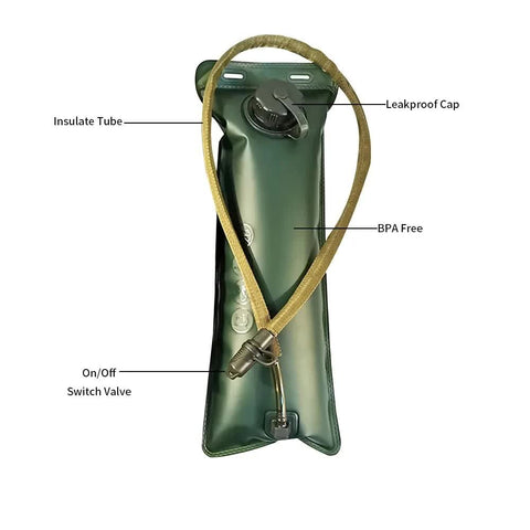 Outdoor Black 2.5L Hydration Bladder for Running & Cycling - Eco-Friendly PEVA Material Water Reservoir Pack Insert with Bite Valve & 93CM Water Pipe